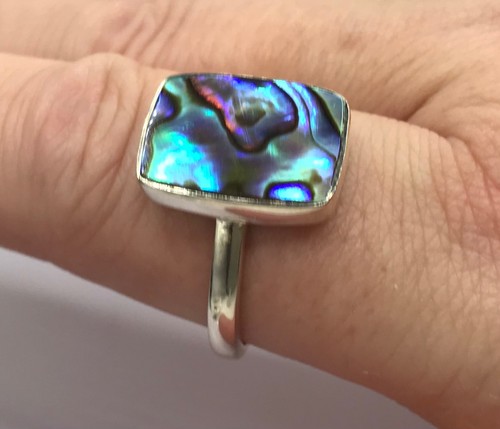 Abalone ring solid sterling - ring,,