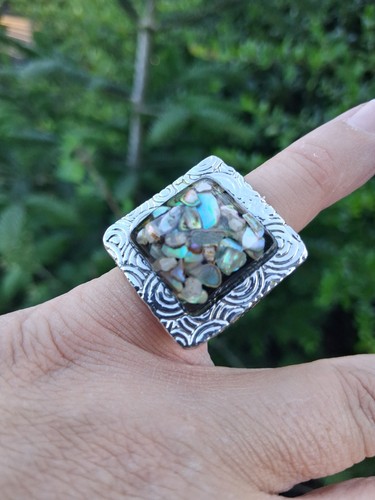 Boho vintage square abalone - boho,