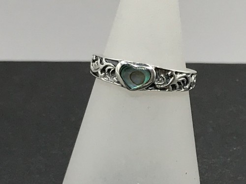 Abalone paua shell heart - , ring