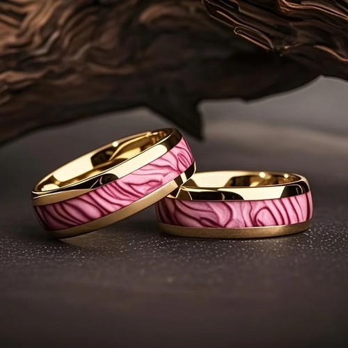 Pink abalone shell ring gold - ring,