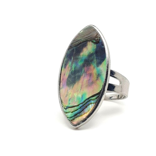 Abalone ring rainbow paua - abalone,