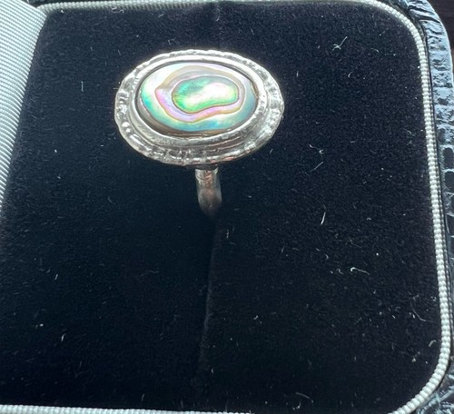 Silver tone oval - silver-tone, abalone
