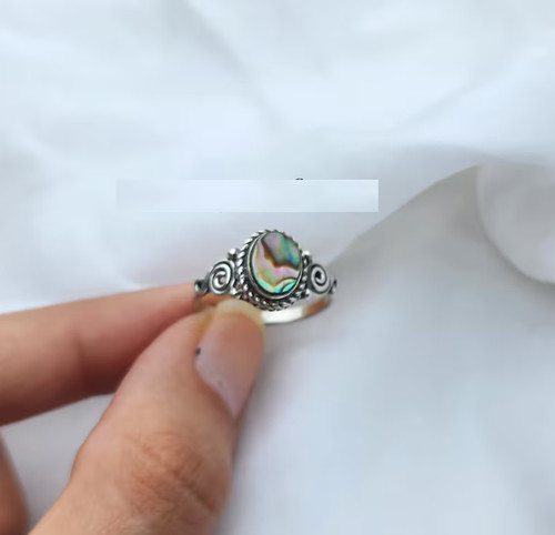Abalone shell ring solid 925 - shell,
