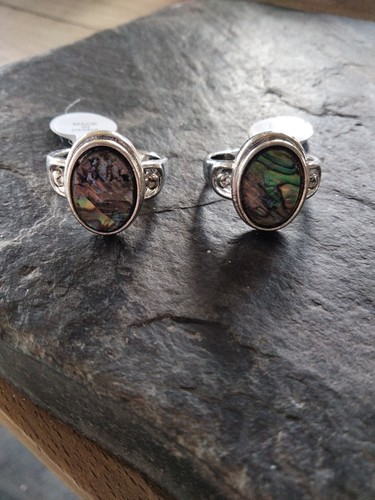 Faux abalone shell ring - x,