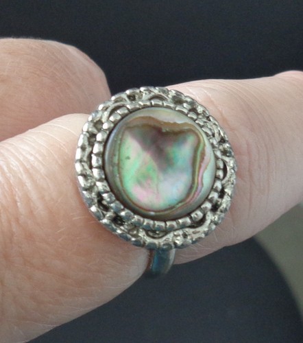 Vintage silver tone abalone - vintage,